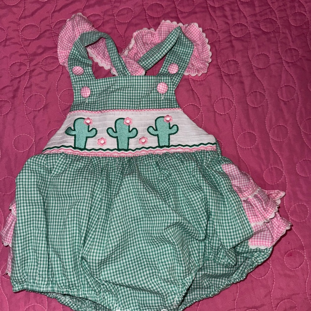Lil cactus ruffle romper cactus